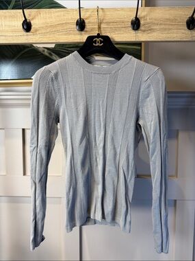 Revamped Light Blue Ribbed Crewneck Sweater